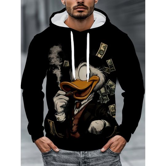 2025 Spring Autumn Men's Women's 3D Donald Duck Printing Hoodies Going Out Casual Daily Pullover with Pockets Street Clothing