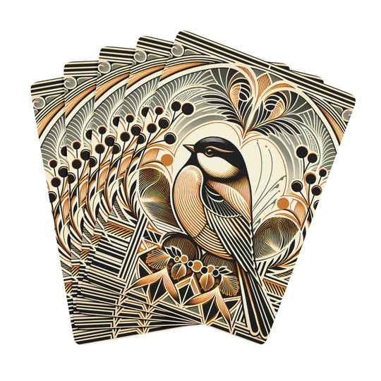 Art Deco Bird Playing Cards: Vintage Card Game Deck