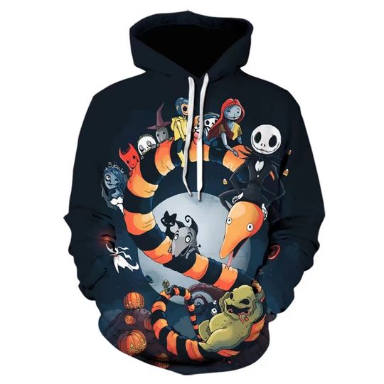 The Nightmare Before Christmas 3D Printed Men's and Women's Hoodies Jack Skellington Pattern Hoodies Christmas Fashion Pullover