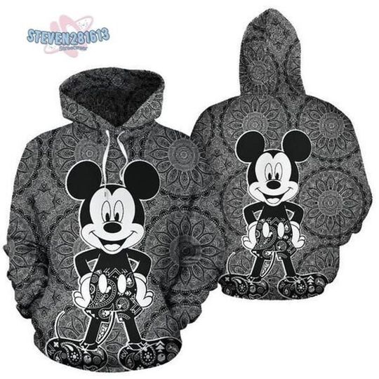 Discover 2024 Spring and Autumn New 3D Printing Mickey Mouse Men's Hoodie Women's Street Leisure Sports Role Playing Pullover