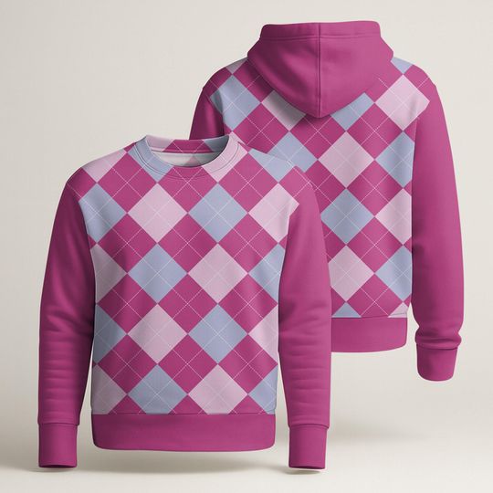 Pink Argyle Costume Kid Adult Crewneck Sweatshirt, Demon-Inspired Crewneck Sweatshirt, Saja Boys Sweater, Saja Costume, Anime Sweater Gift