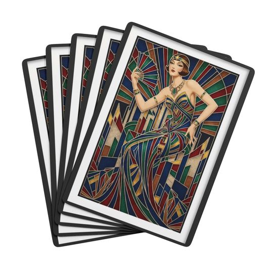 Discover Art Deco Poker Cards Set, Vintage Card Game, 300gsm Cardstock