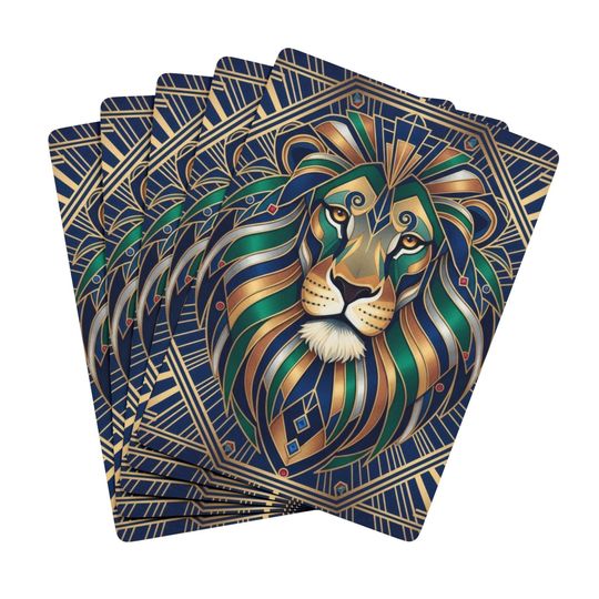 Discover Art Deco Lion Playing Cards: Collectible Poker Card Deck