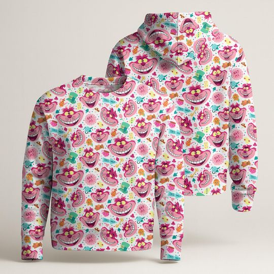 Discover Cheshire Cat Hoodie Shirt, Cute Cat Hoodie Costume, Funny Graphic Hoodie, Cartoon Cat Sweatshirt, Cute Cheshire Cat Gifts