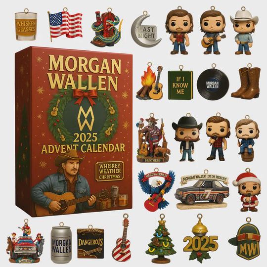 Discover Wallen Western Advent Calendar 2025, 24 Days of Country Star Icon & Whiskey Weather Ornaments, Country Music Collector Gift