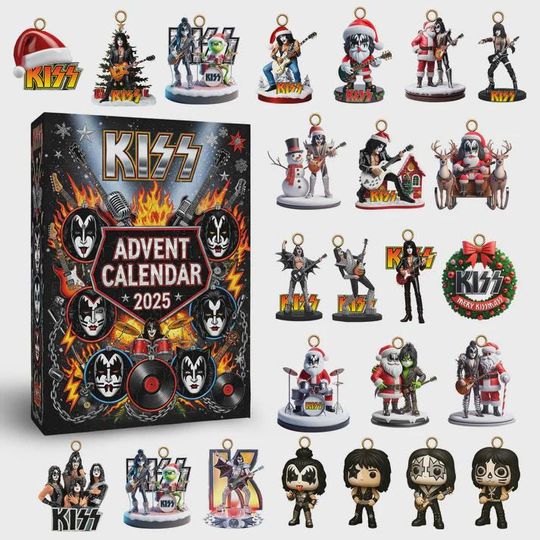 Discover KISS Advent Calendar 2025, 24 Days of Iconic Rock Band & Make-up Ornaments, End of the Road Collector Gift Set