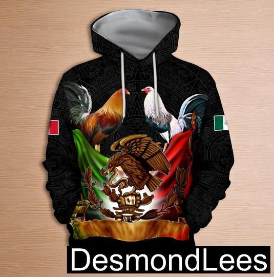 Discover Mexico Rooster 3D Hoodie, All Over Print Mexican Pride Pullover, Colorful Rooster Sweatshirt for Men & Women, Mexican Culture Gift Idea
