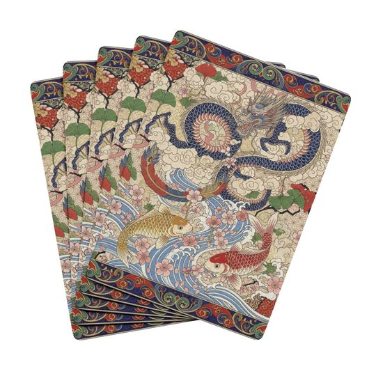 Japanese Dragon Playing Cards, Vintage Style Card Deck