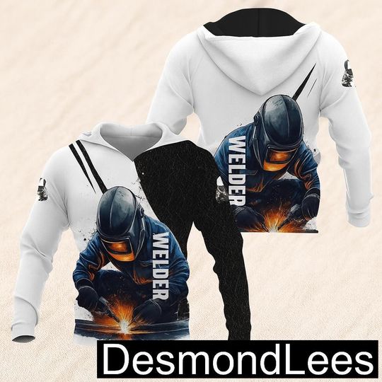 Discover Personalized Welder Hoodie, Custom 3D All Over Print Pullover, Welding Lover Gift, Metal Worker Sweatshirt, Custom Name Welder Outfit