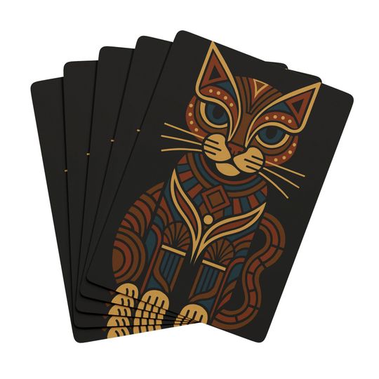 Discover Art Deco Cat Playing Cards: Vintage-Style Poker Night Gift