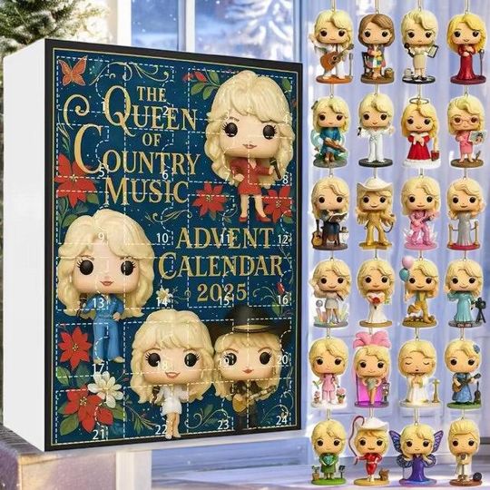 Dolly Parton Mini Figure Advent Calendar 2025, 24-Day Christmas Countdown Set, Country Music Collectible Gift, Cute Dolly Figurines