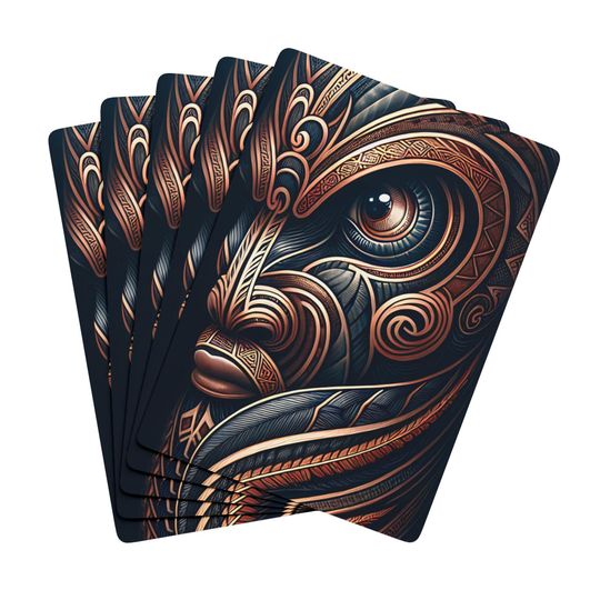 Maori Wood Carving Face Poker Cards: Unique Artistic Deck