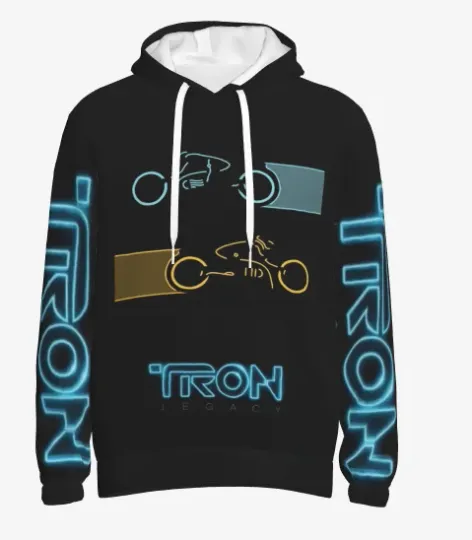 Discover 2025 New Disney hoodie 3D printed polyester Tron motorcycle print men's and women's quick-drying hoodie streetwear sweatshirt