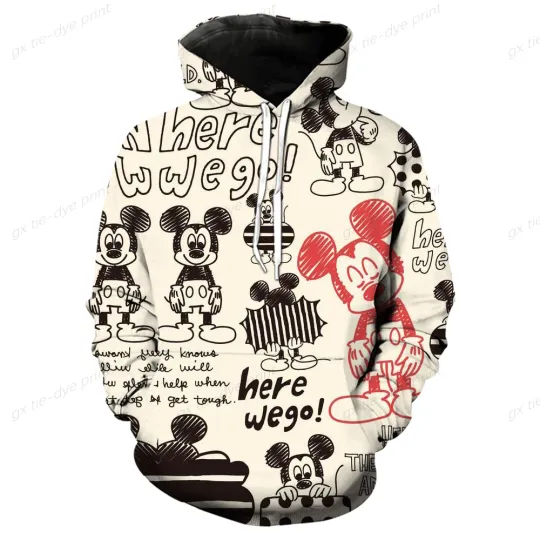 Discover Disney Men's Hoodie Stitch Boys and Girls Hoodie 3D Printed Casual Pullover Autumn Oversized Men's Hoodie MINISO Men's Clothing