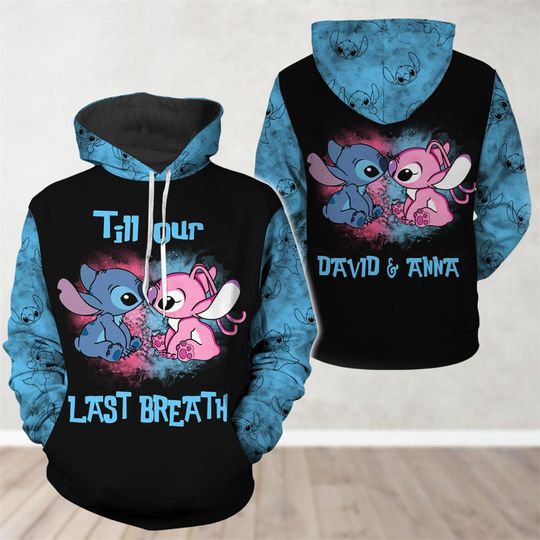 Discover Stitch and Angel 3D Hoodies for Men and Women, Lilo & Stitch Sweatshirts, Disney Movie Couple Shirts, Valentine's Day Gifts
