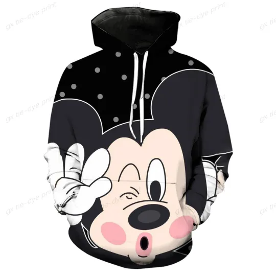 Discover MINISO Boys Girls Hoodies Disney Men's Hoodies 3D Printed Autumn Pullover Mickey Mouse Men's Hoodies Oversized Men's Clothing