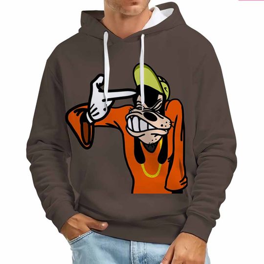 Discover Disney Goofy Pattern Hoodie For Men Cute 3D Printed Pullover Autumn Long Sleeve Loose Round Neck Hoodies Sweatshirt Tops