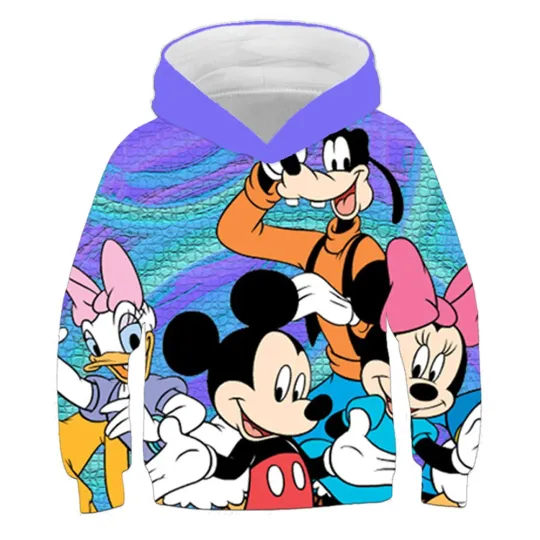 Discover Disney Men's Hoodie MINISO Boys Girls Hoodie 3D Printing New Pullover Mickey Mouse Men's Hoodie Oversized Men's Clothing