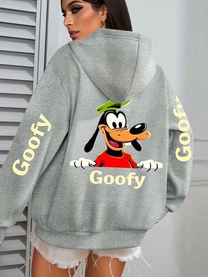 Discover Women's Disney Goofy Laughing Hoodie - Official Goofy Graphic Sweatshirt, Long Sleeve Pullover Hoodie for Women & S, Machine