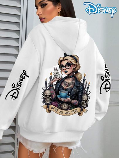 Discover Women's Disney Alice's Adventures in Wonderland Hoodie Gothic Hoodie Disney Fans' Dark Fantasy Hoodie Four Seasons Casual Wear