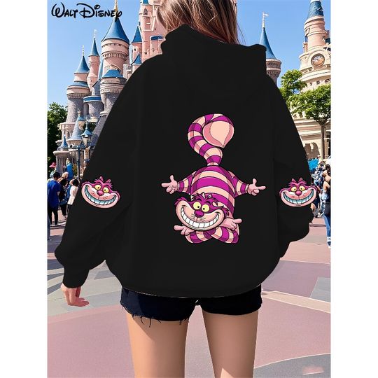 Discover Disney Alice's Adventures in Wonderland Cheshire Cat Women's Hoodie Winter New Casual Fashion Men's and Women's Streetwear