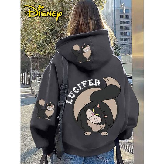 Discover Disney's "Cinde" Lucifer Printed Zipper Hoodie Autumn/Winter New Men's and Women's Casual Fashion Street Wear