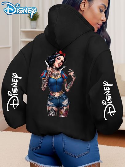 Discover Women's Disney Snow White Hoodie Disney Princess Back Tattoo Design Hoodie Four Seasons Casual Wear Disney Hoodie