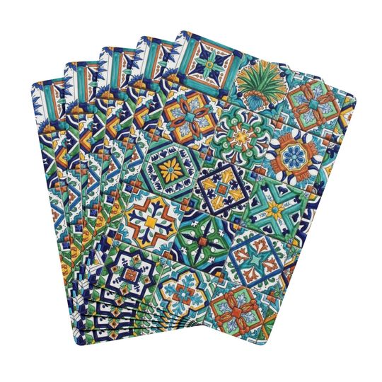 Mexican Tile Design Playing Cards, Unique Poker Game Deck