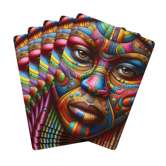 Discover African Tribal Art Poker Cards: Colorful Face Design