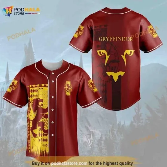 Harry Potter Gryffindor 3D Baseball Jersey Movie Baseball Fan Shirt
