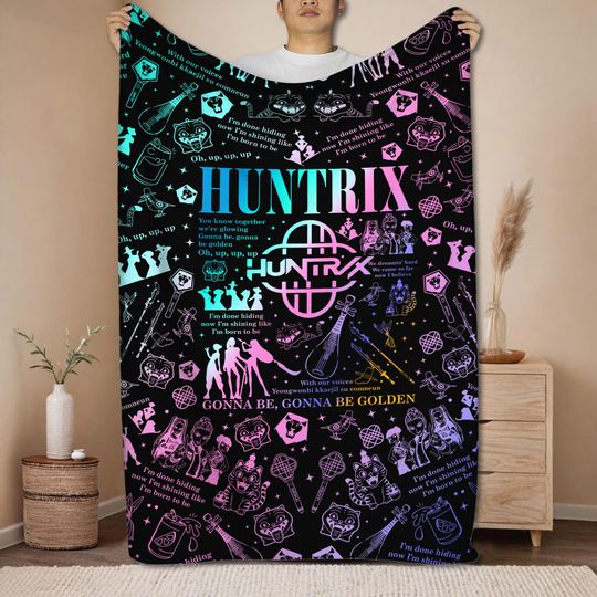 Discover Huntrix Fleece Blanket, Cozy Kpop Blanket, Huntrix Merch Throw Blanket, Saja Boys Blanket, Rumi Blanket, Demon Hunter Blanket Gifts