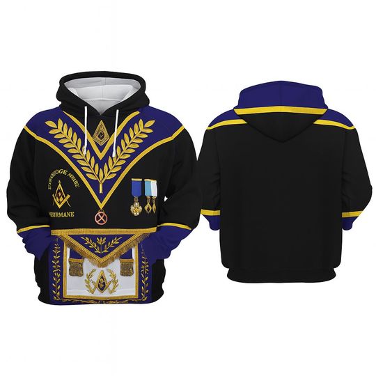 Grand Lodge Officer Hoodie  Royal Blue & Gold Freemason Regalia Pullover