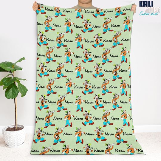 Discover Goofy Dog Custom Name Blanket, Fleece Goofy Dog Throws, Cartoon Style Gift for Boys and Girls, Bed Quilt Merch
