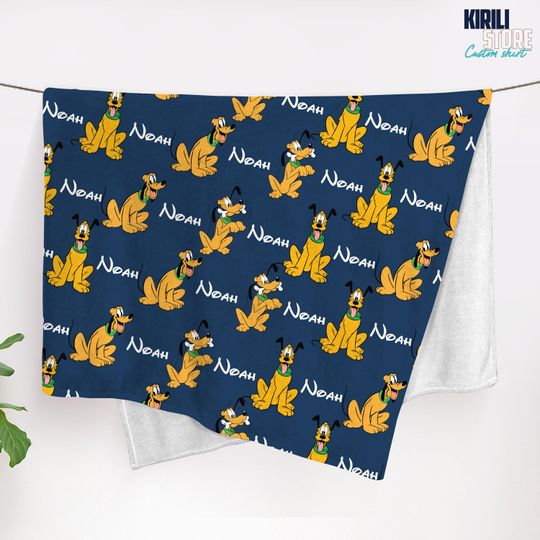Discover Pluto Dog Custom Name Blanket, Fleece Pluto Dog Throws, Cartoon Style Gift for Boys and Girls, Bed Quilt Merch