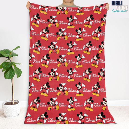 Discover Mickey Mouse Custom Name Blanket, Fleece Mickey Throws, Cartoon Style Gift for Boys and Girls, Christmas Gift, Bed Quilt Merch