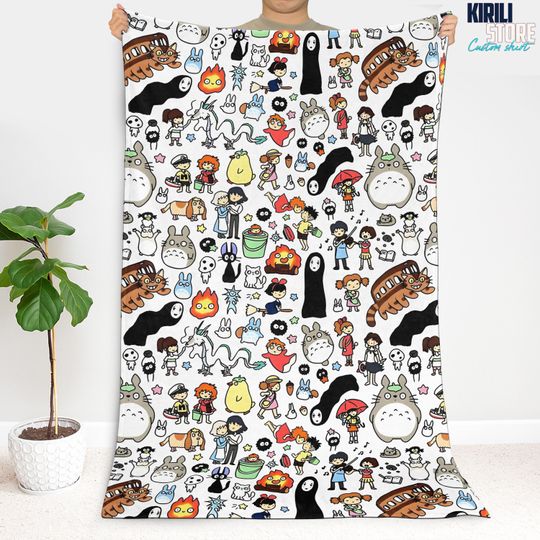 Studio Ghibli Totoro Blanket, Totoro Pattern Blanket, Perfect Gift for Anime and Fantasy Fans Studio Ghibli