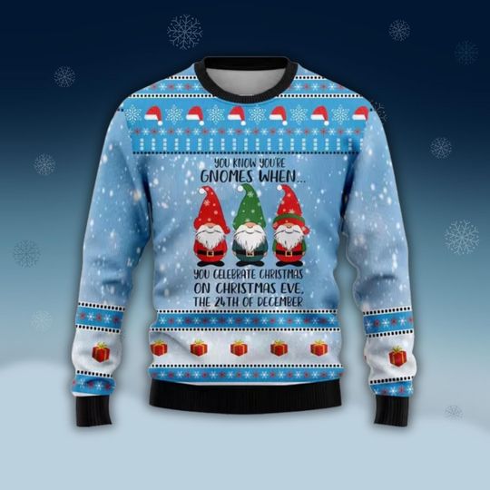 Discover Gnome Christmas Eve 3D Hoodie, Unisex Festive Holiday Pullover, Cozy Winter Party Sweater