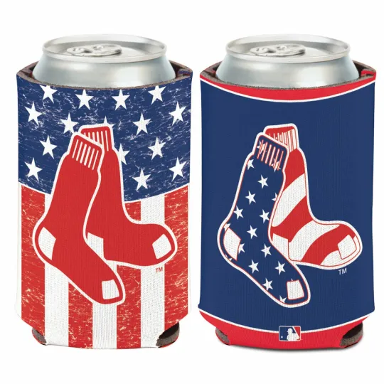 Discover Boston Red Sox Red White and Blue Patriotic Soft Foam Can Cooler Sleeve