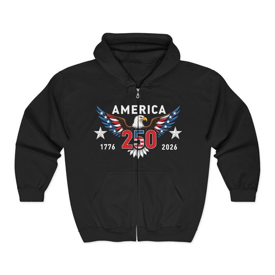 Discover Patriotic Zip-Up Hoodie Americana 250th Anniversary Sweatshirt