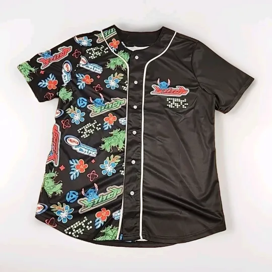Discover Disney Lilo & Stitch M Baseball Jersey, Black Men's Medium