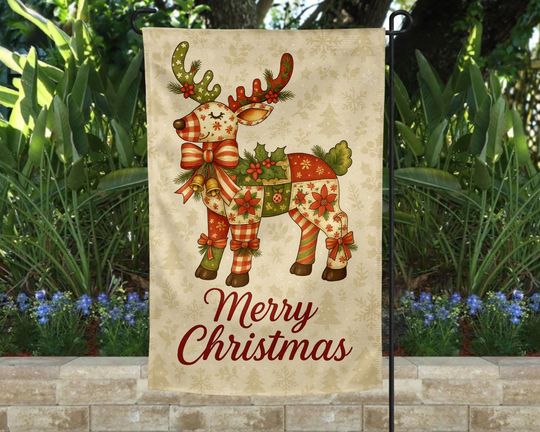 Discover Merry Christmas Reindeer Garden Flag Garden Yard Decor