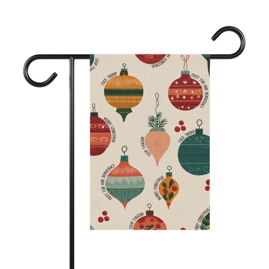 Progressive Holiday Garden Flag Fight for Our Democracy Anti-Fascism Yard Flag Christmas Decor