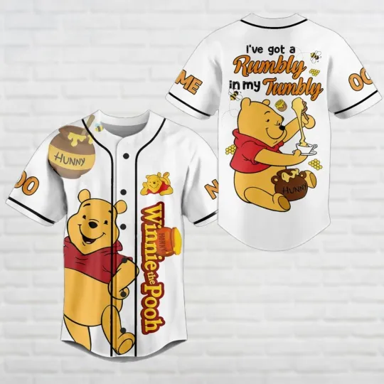 Discover Pooh Bear Baseball Jersey Winnie The Pooh Jersey Disney Cartoon Baseball Shirt H