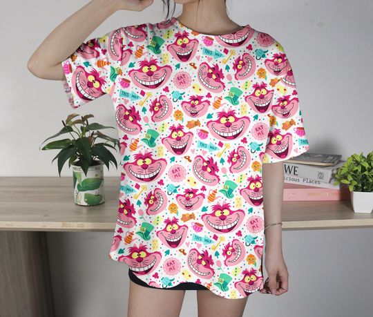 Cheshire Cat T-Shirt, Funny Cat Shirt, Cheshire Cat Outfit, Cute Cartoon Cat Shirt, Graphic Cat Shirt, Cat Lover Gifts