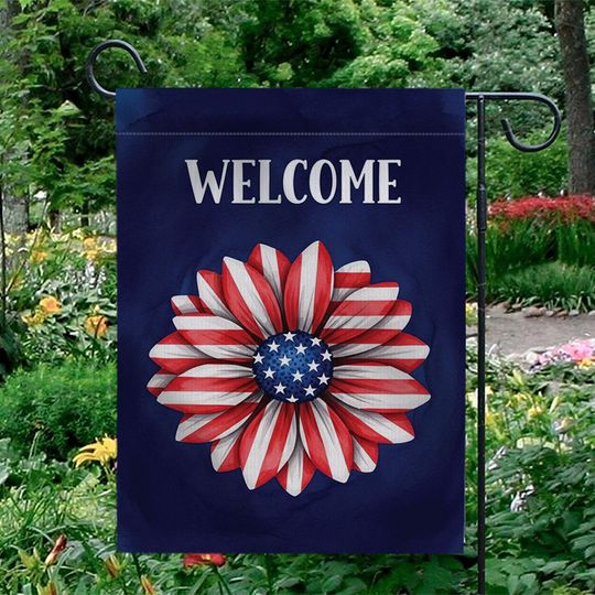 Discover Patriotic Flower Garden Flag Red White Blue
