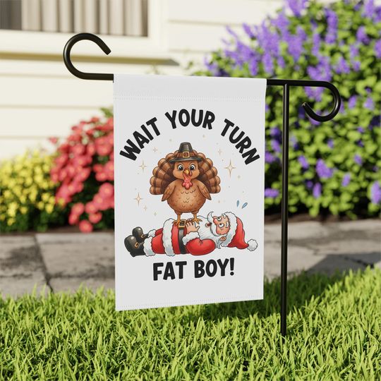 Discover Humorous Turkey & Santa Garden Flag: Quirky Fall Decor