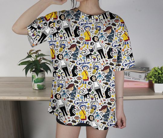 Discover Coraline T-Shirt, Coraline Shirt, Coraline Tshirt, Halloween Shirt, Horror Movie Shirt, Spooky Shirt, Coraline Merch Gifts