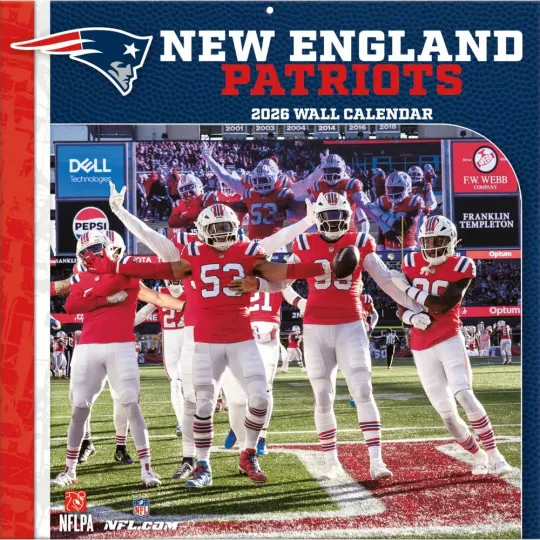 Discover Turner Licensing,  football New England Patriots 2026 Wall Calendar, 12'' X 12'', 12-