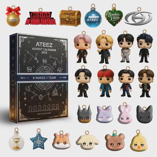 Discover ATEEZ Advent Calendar 2025, 8 Makes 1 Team Christmas Box, Kpop Collectibles & Ornaments, Gift for ATINY Fans