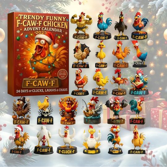 Discover Trendy Funny F-CAW-F 3D Chicken Advent Calendar 2025, 24 Days of Hilarious Chicken Figurines, Christmas Countdown Gift for Adults